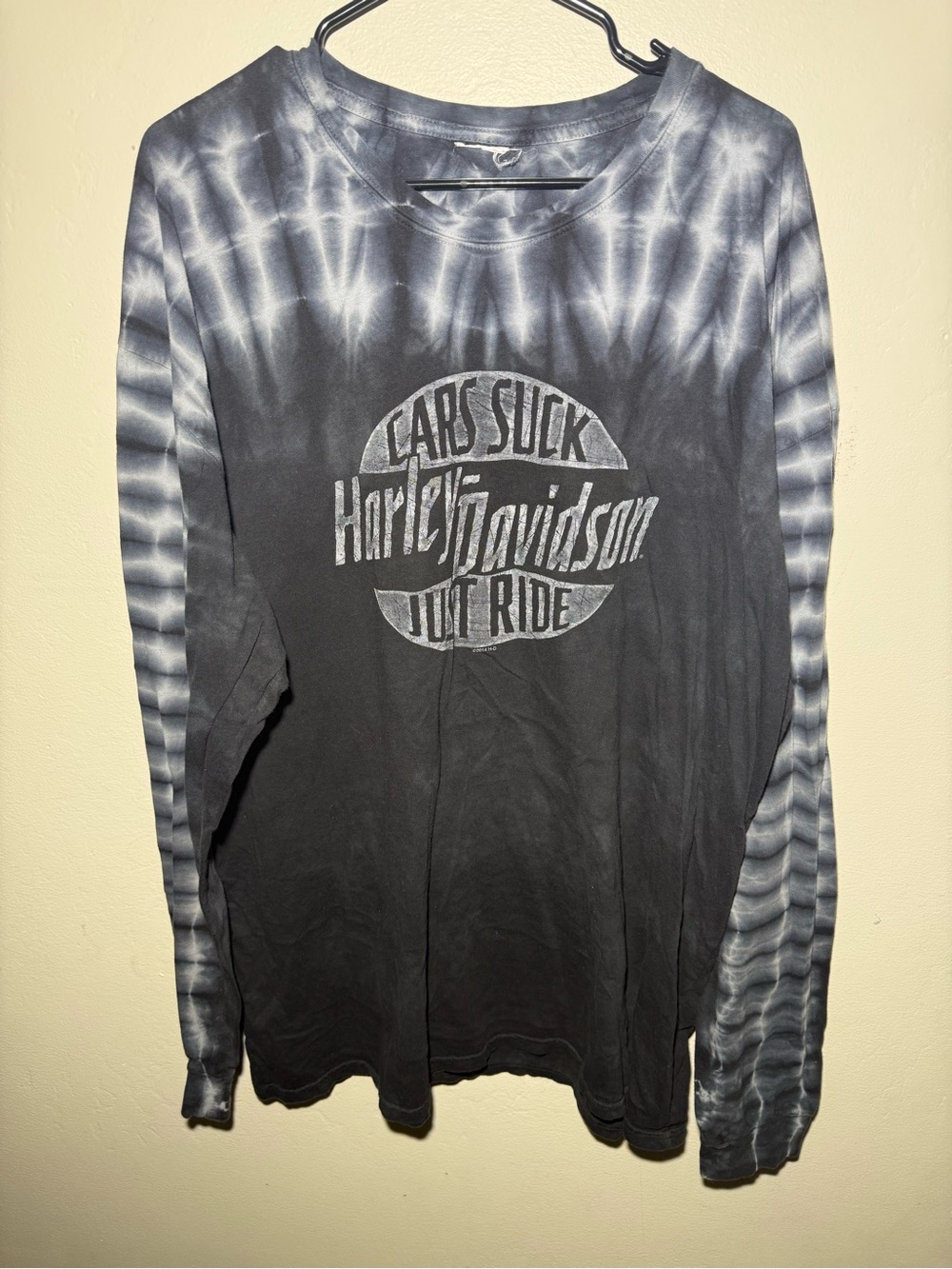 Harley-Davidson Black & Gray Tie-Dye Long Sleeve Shirt